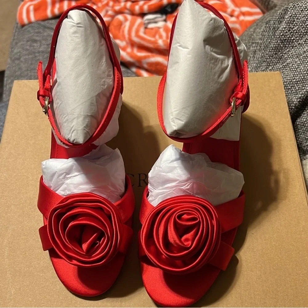 NWT J Crew Satin Rosette Heels